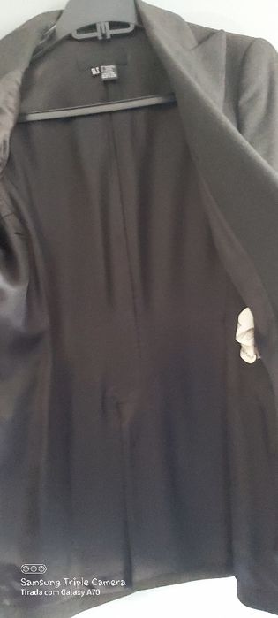 Fato de blazer cintado e saia ligeiro envaze, ZARA WOMAN, 36/38, cinza