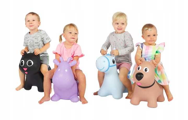 Skoczek gumowy Tootiny Hoppimals dla dzieci z pompką KONIK różowy