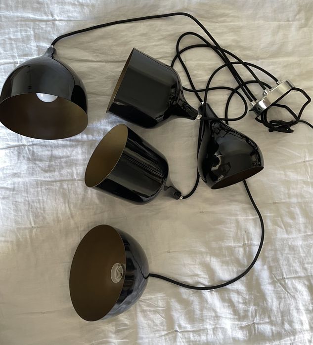 Candeeiro da Area preto - Conjunto de 5