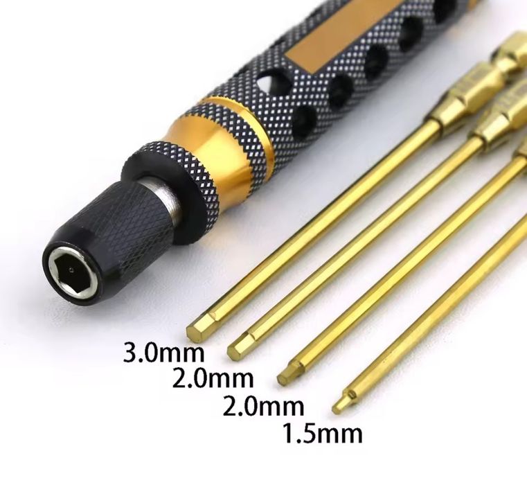 Aluminiowy śrubokręt modelarski 6,35mm do modelu rc hex 1,5mm - 3mm