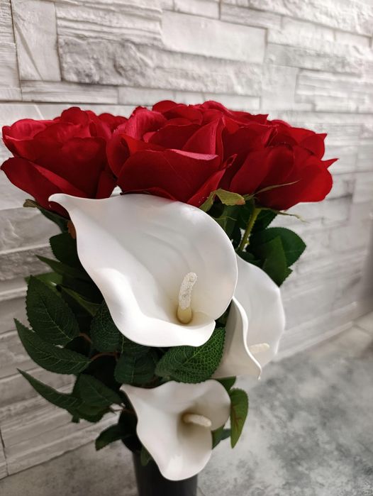 Komplet xxl wiązanka bukiet stroik kompozycja na grób kwiaty sztuczne