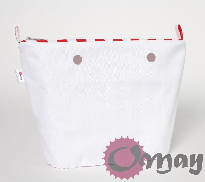 Biały organizer do OBAG MINI pasy czerwone 2 kieszenie wkład OMAY