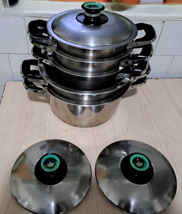 Conjunto de tachos em aço inoxidável AMC