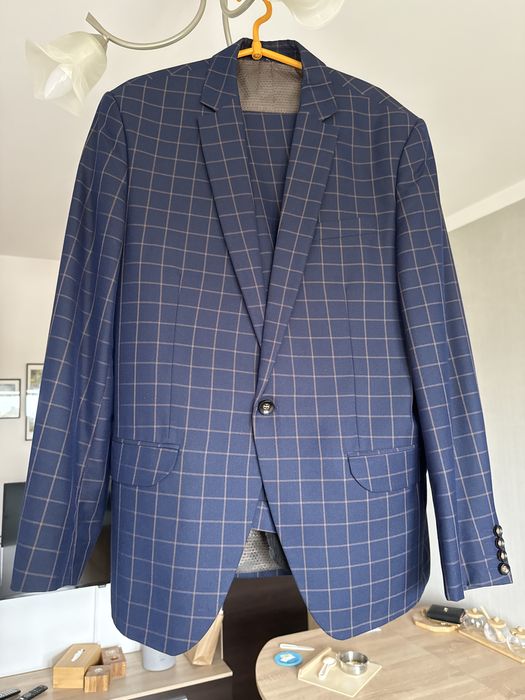 Garnitur męski granatowy wełniany