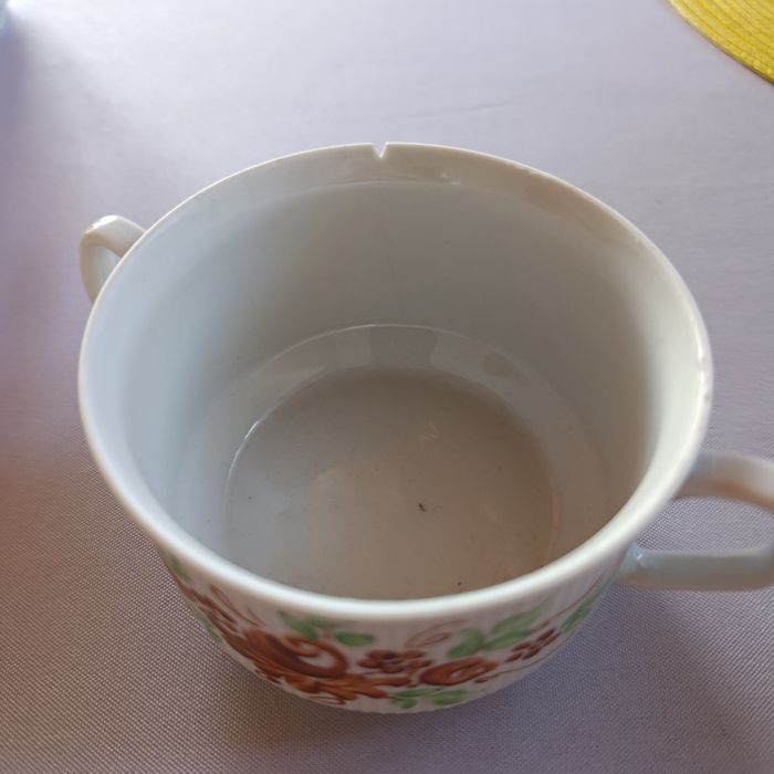 Bulionówki z podstawkami, ręcznie malowane, Chodzież. 6 szt.