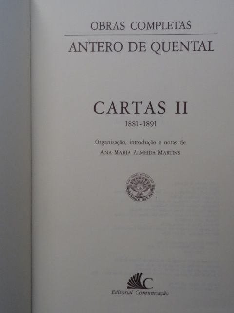 Cartas de Antero de Quental - 2 Volumes