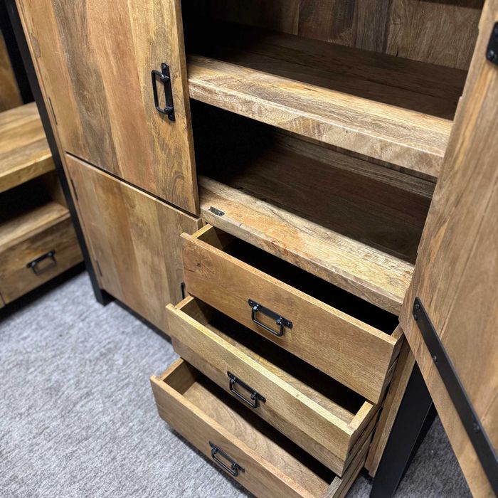 Duża komoda regał z serii Britt drewno mango styl Loftowy Nowa F-Vat