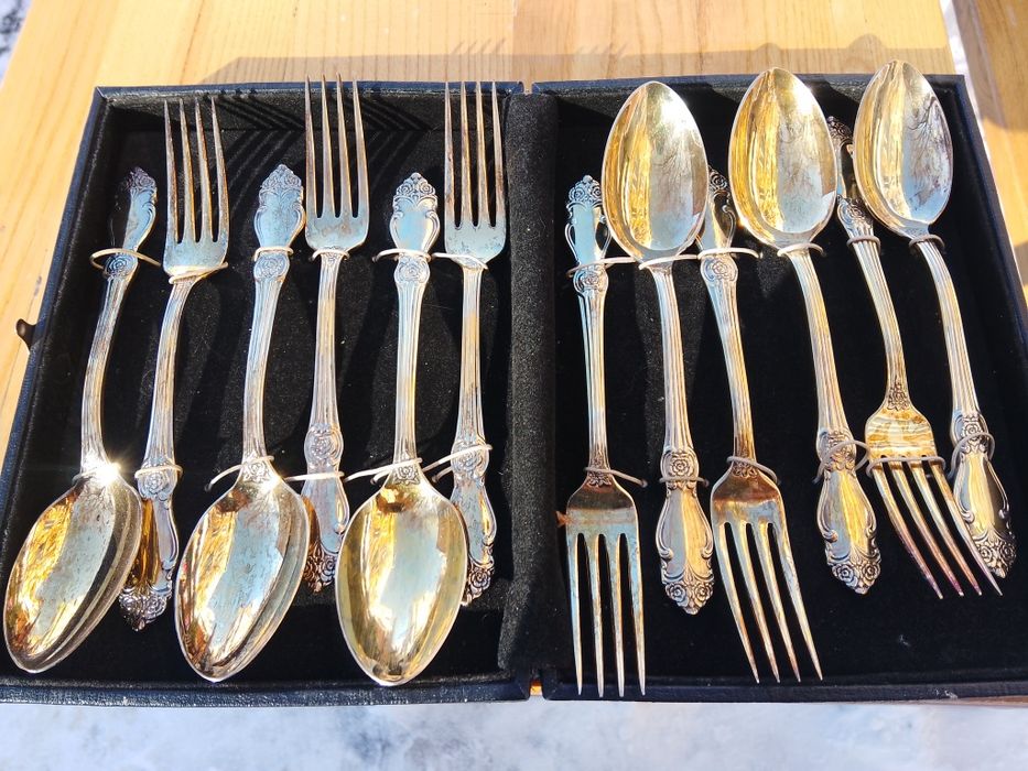 Столовий набор, срібло в позолоті