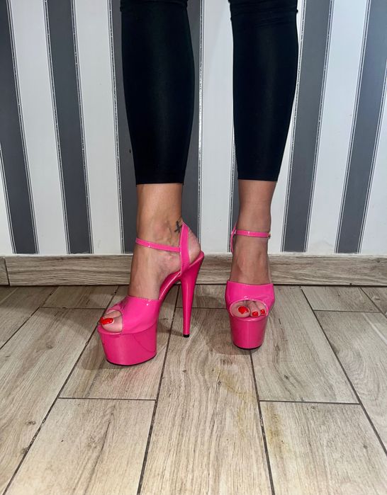 26/ Szklanki gogo szpilki 18 cm  sandały 37 różowe nowe pole dance