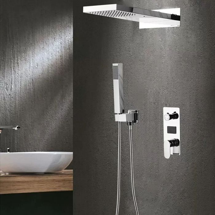 Скрытая душевая система с тропическим душем и душевой лейкой для ванно