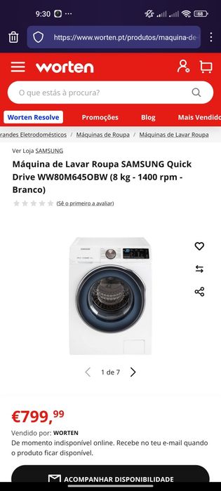 Máquina de lavar roupa Samsung Quick drive 8kg