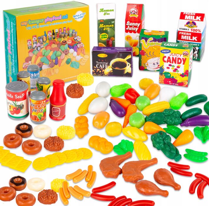 WARZYWA OWOCE DLA DZIECI kuchnia zabawa w sklep 120EL ZESTAW plastikow