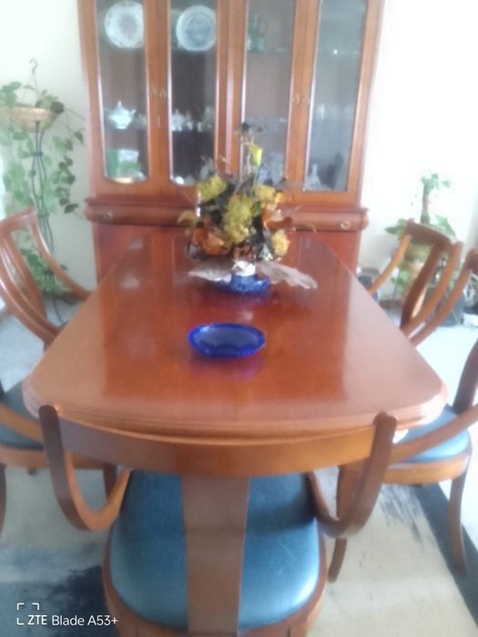 Conjunto Sala- mesa e cadeiras, louceiro, estante, aparador e bar
