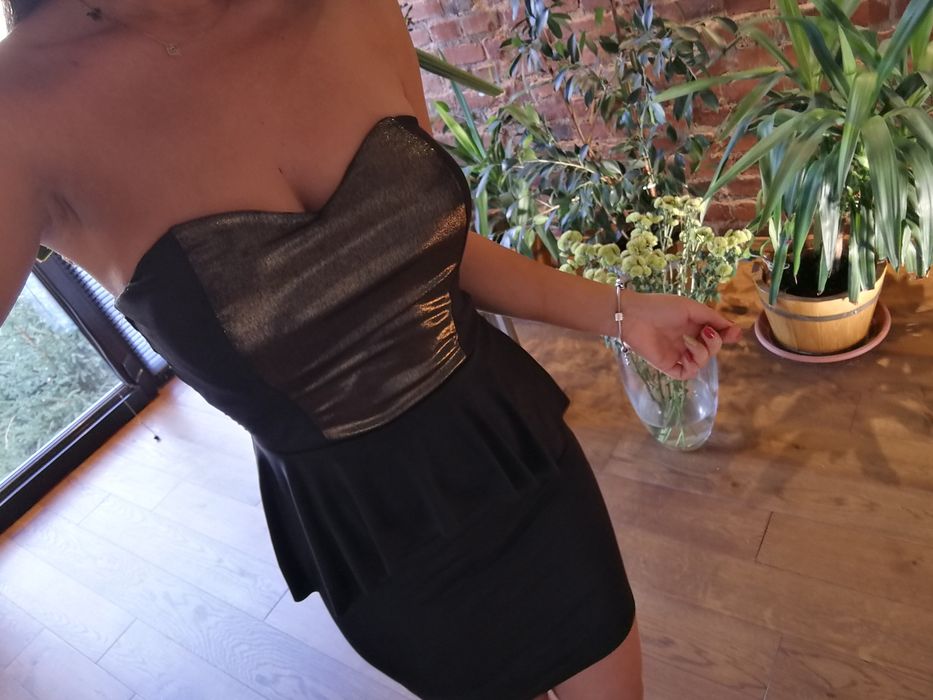 Sukienka z baskinka r. S, Sukienka sylwestrowa bez ramiączek