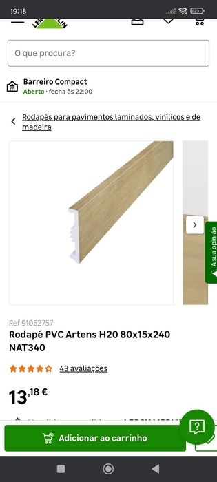 Rodapé PVC 14unid × 2.25mt
