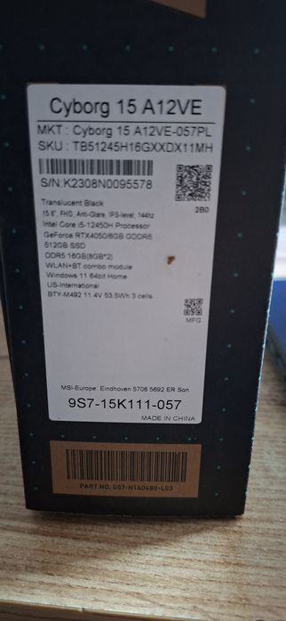 Laptop MSI Cyborg 15 A12VE