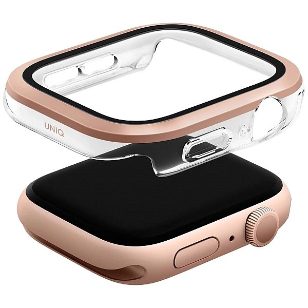 Etui ze szkłem hartowanym UNIQ Voute na Apple Watch 10/46 mm - różowo-
