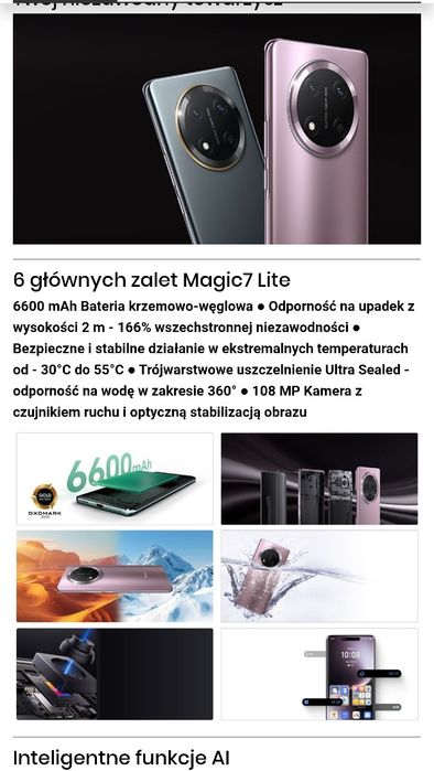 Sprzedam nowy telefon Honor Magic 7 Lite