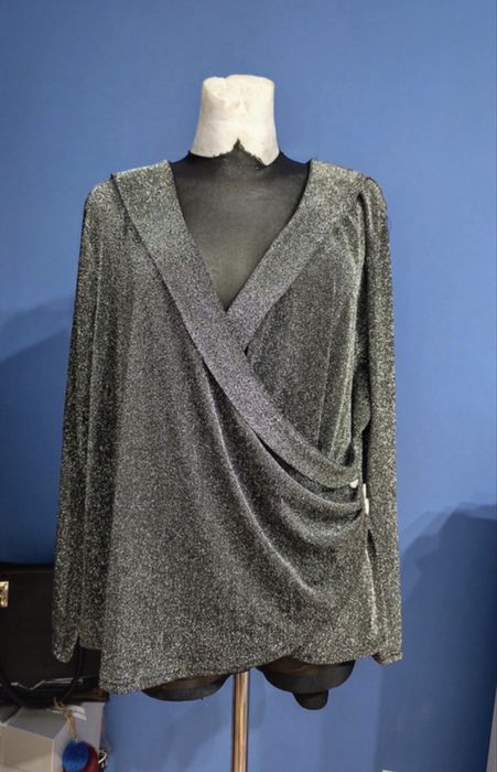 Bluzka damska z brokatem, cekiny, na sylwestra, 4XL