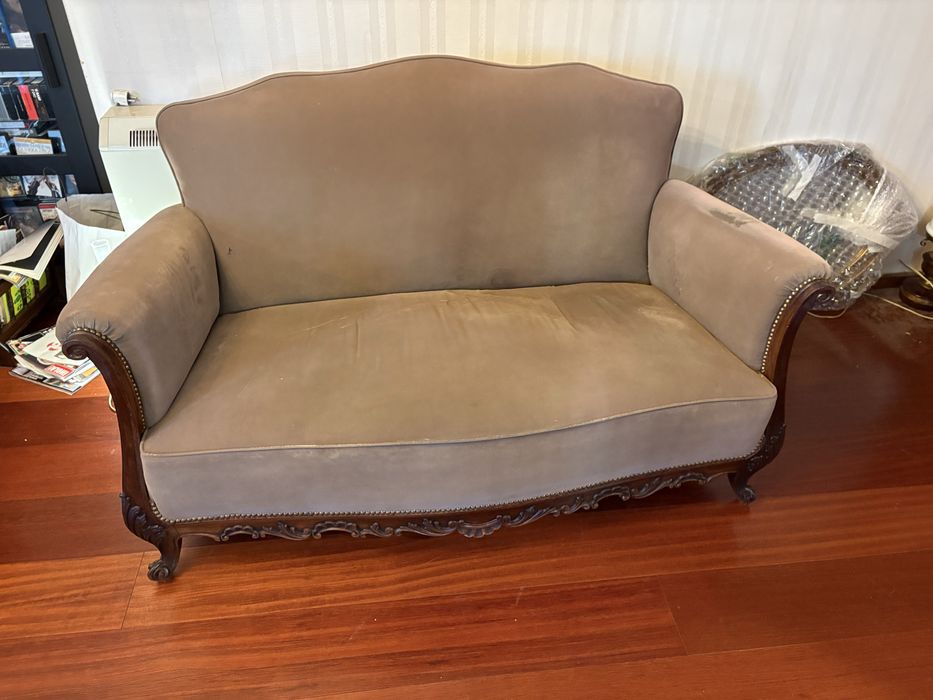 Sofas cj 3 com madeira trabalhada