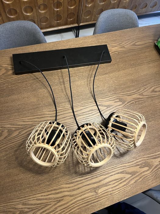 Candeeiro de teto em vime, 3 luzes