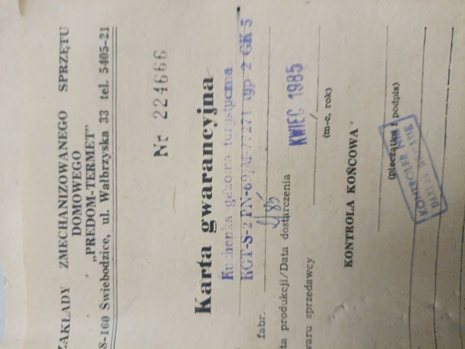 Kuchenka gazowa nowa PREDOM