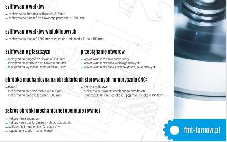 Usługi CNC ,Szlifowanie, Frezowanie , Toczenie , Remonty Maszyn