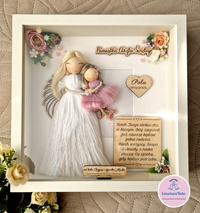 Chrzest pamiatka dziecko makrama Rękodzieło SznurkoweNiebo