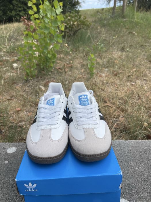 Adidas samba brancos e pretos com caixa