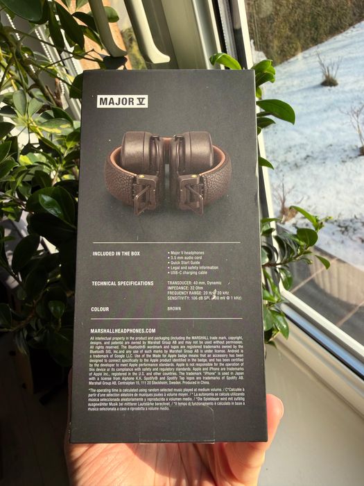 Słuchawki bezprzewodowe nauszne Marshall Major V Bluetooth brązowe