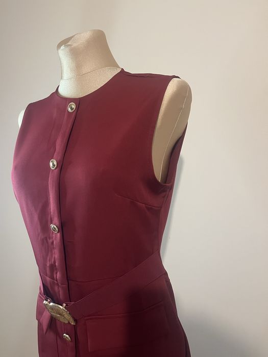 Nowa bordowa sukienka midi ołówkowa