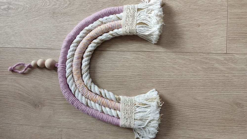 Makrama tęcza boho ozdoba do pokoju. Ręczna robota.