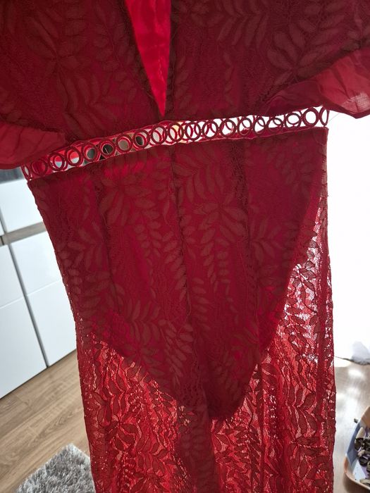 Koronkowy pomarańczowy kombinezon Hippie,r.S