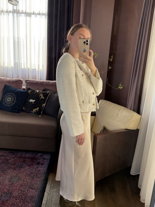 Твідовий жакет білий укорочений