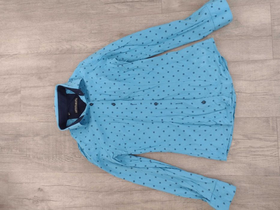 Bluzka koszula elegancka długi rękaw błękitna