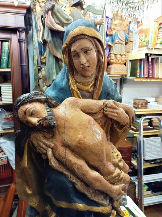 Pietá Madeira Policromada Séc XVIII XIX