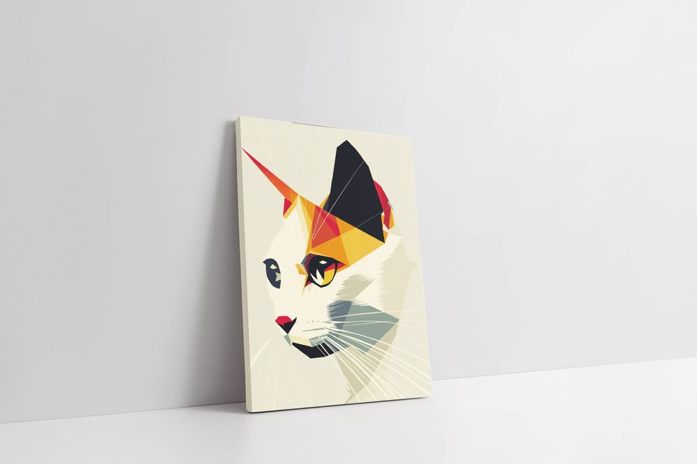 Obraz na płótnie "Geometryczny Kot w Abstrakcji" 30x40 cm