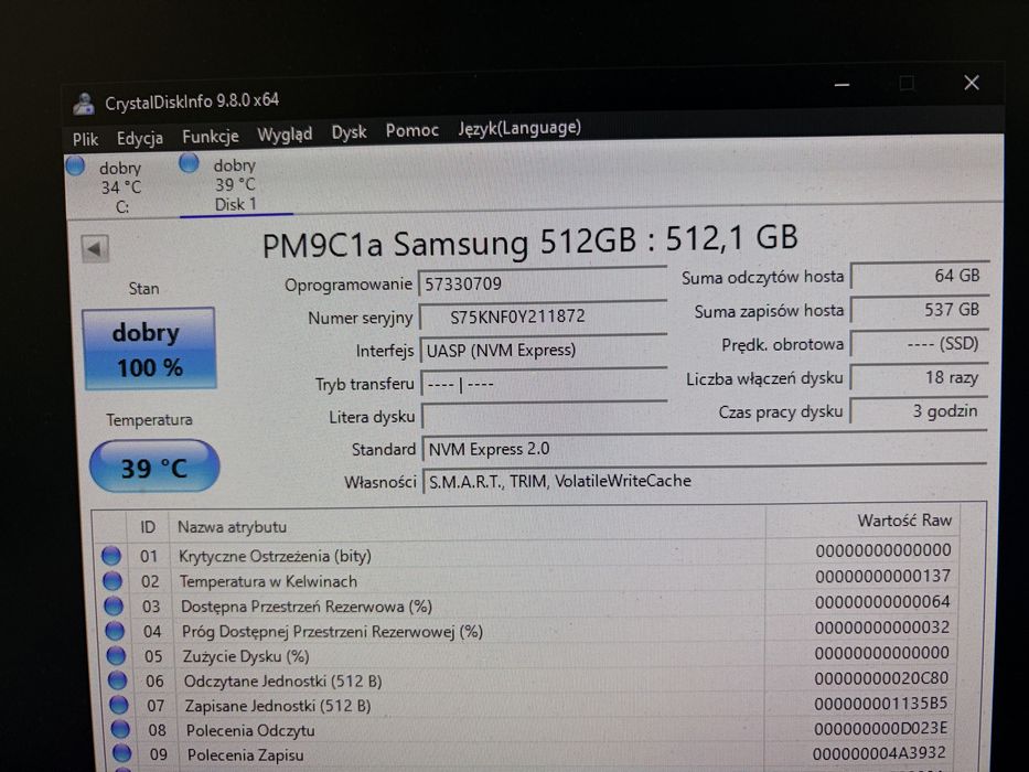 Dysk SSd NVMe 512GB PM9C1a Samsung Nowy Gen4