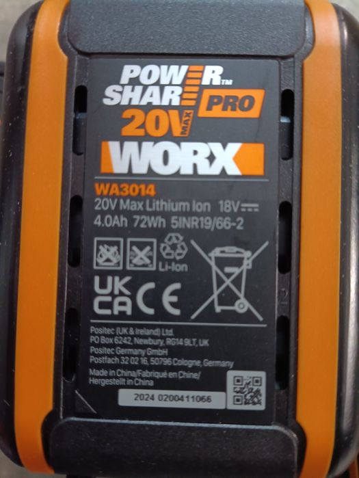 Bateria Worx Power Share Pro 4Ah 20V