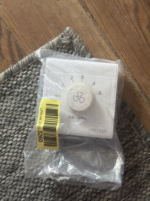 Controlador de velocidade OWEISEN para ventoinha, novo e sem utilização.