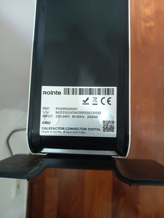 Aquecedor Rointe com humidificador