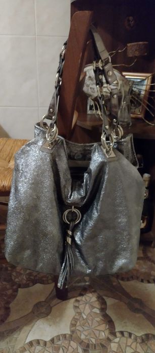 сумка сребристая  marina galanti, босоножки Италия
