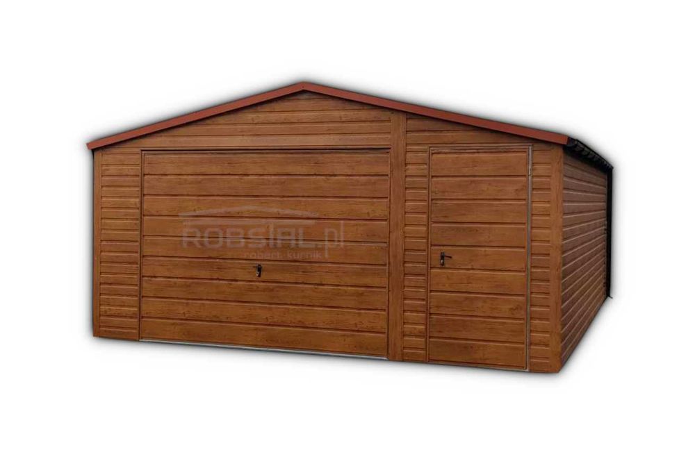 Garaż Blaszany Blaszak 4,5x5m drewnopodobny z bramą uchylną