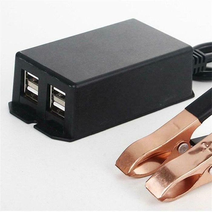 Адаптер 4 USB от АКБ 8В, 12В, 24В с защитой, крокодилы