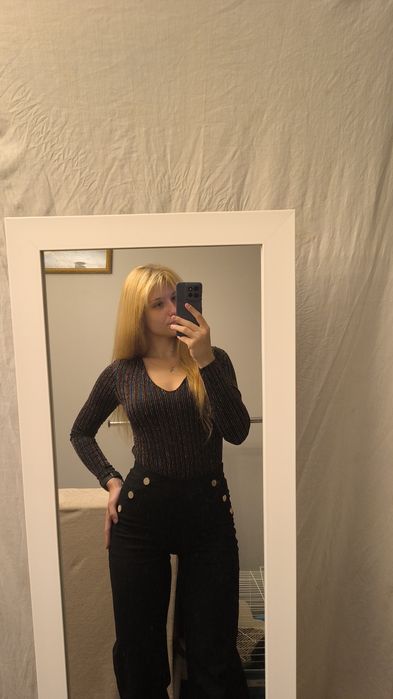 Śliczne błyszczące body M/L Szachownica