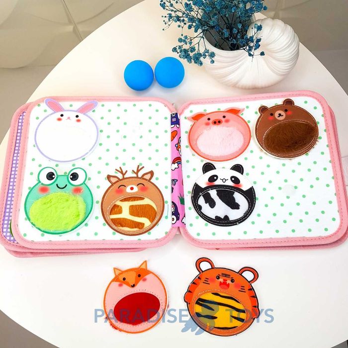 Бизіборд-книжка Зайчик 8 сторінок • Розвиток моторики • Монтессорі