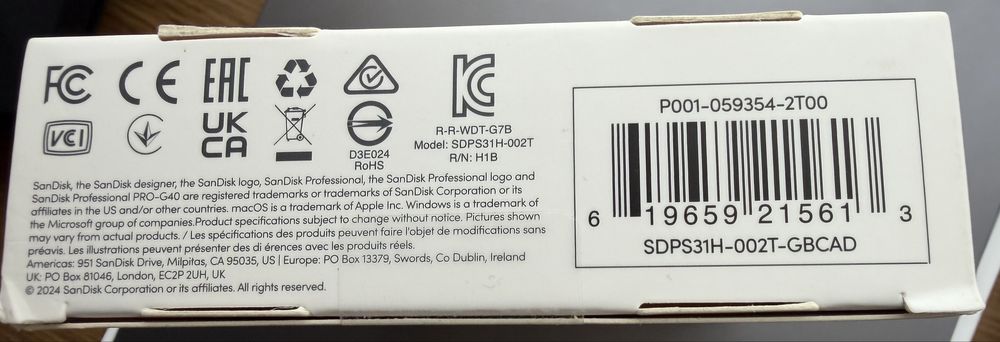 SanDisk PRO-G40 2TB USB-C Thunderbolt SSD