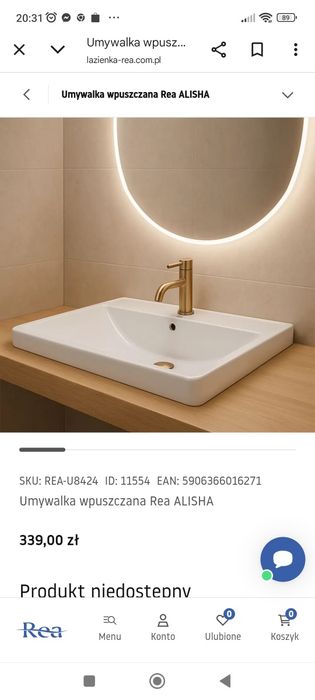 Umywalka Rea. Nowa