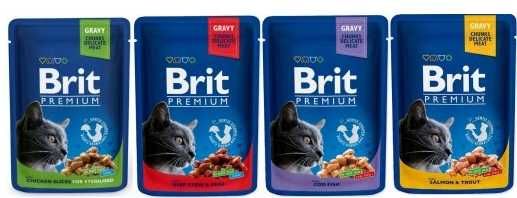 Brit 4 pyszne smaki!!! mokra karma dla kota 20 x 100g 2kg!!