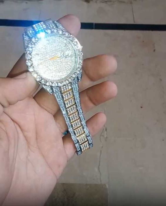 Relógio de Quartzo Cintilante Gelado de Luxo